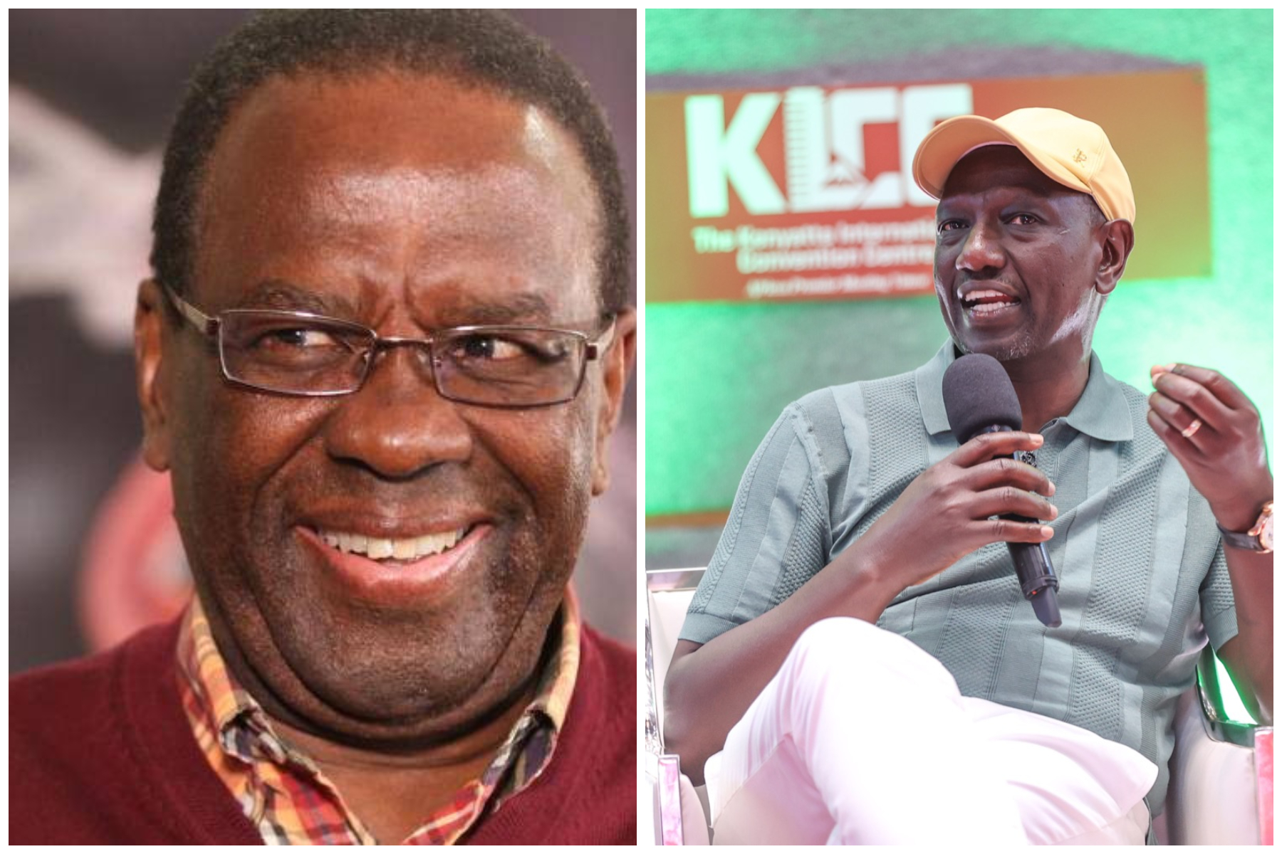 Photo collage of former Chief Justice Willy Mutunga and President William Ruto.